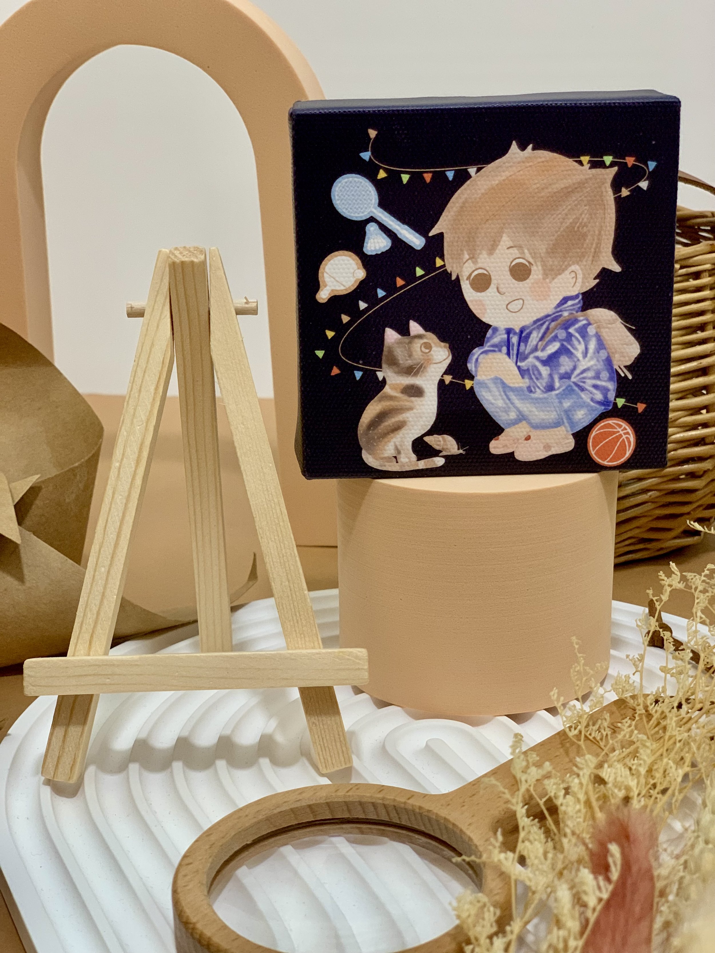 Genboku Canvas Art With Stand My Neighbour Cat 9cm x 9cm