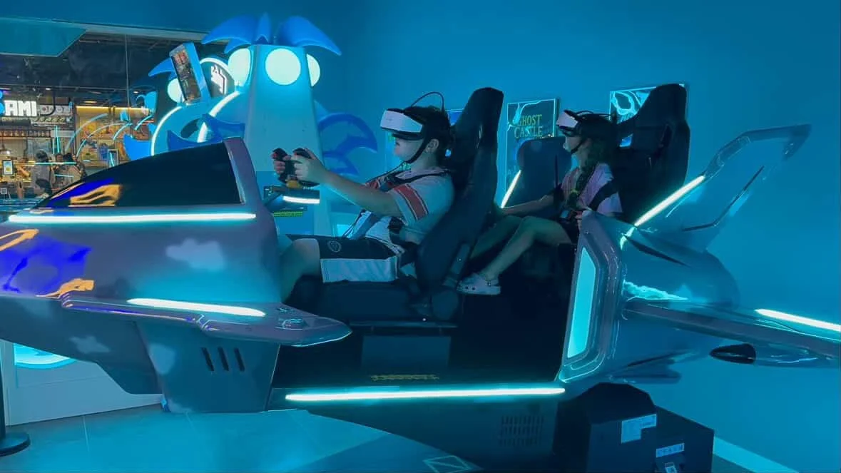 fighter jet simulation game where players use VR headset to aim at their target