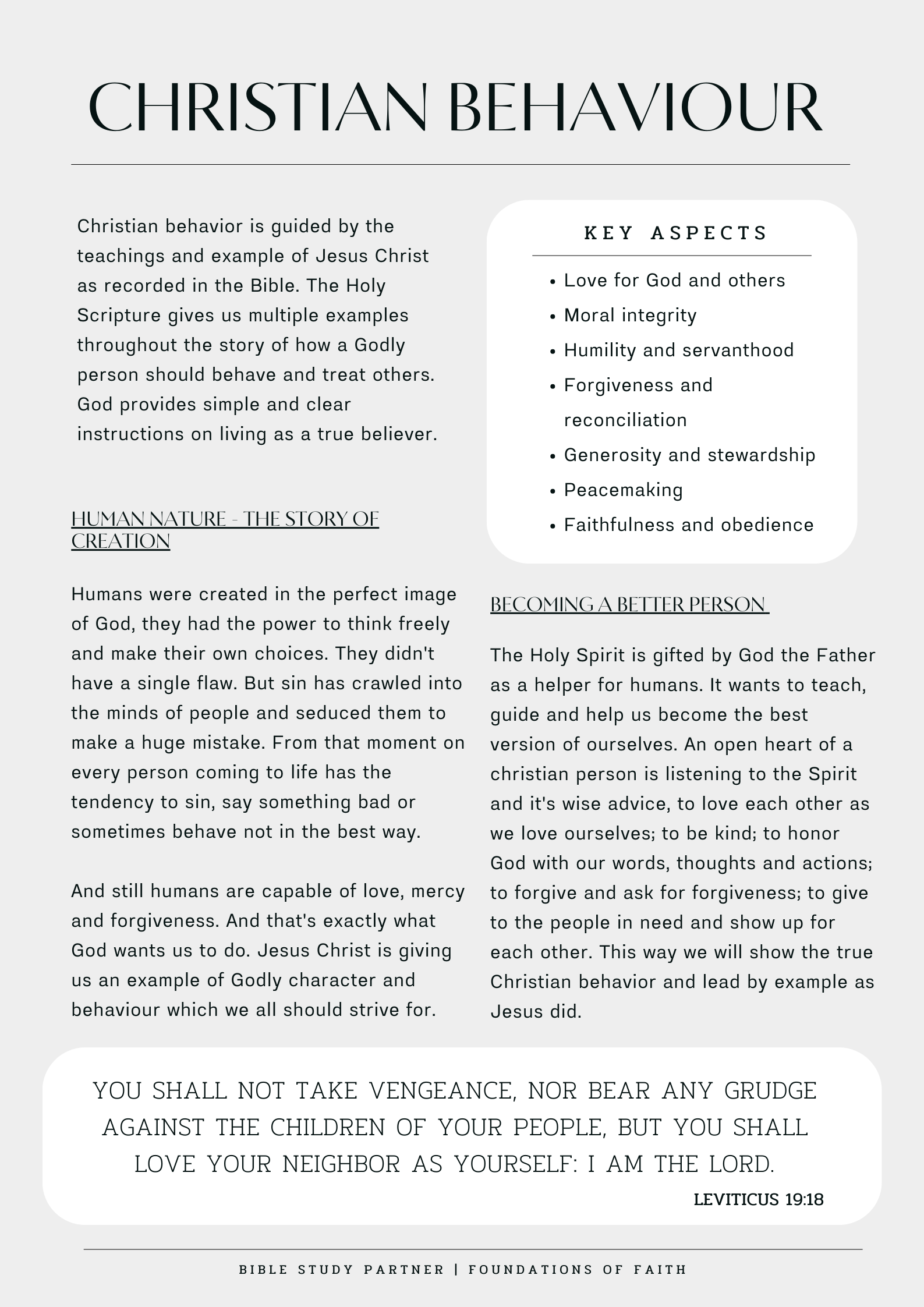 Christian Behaviour — Bible Study Partner