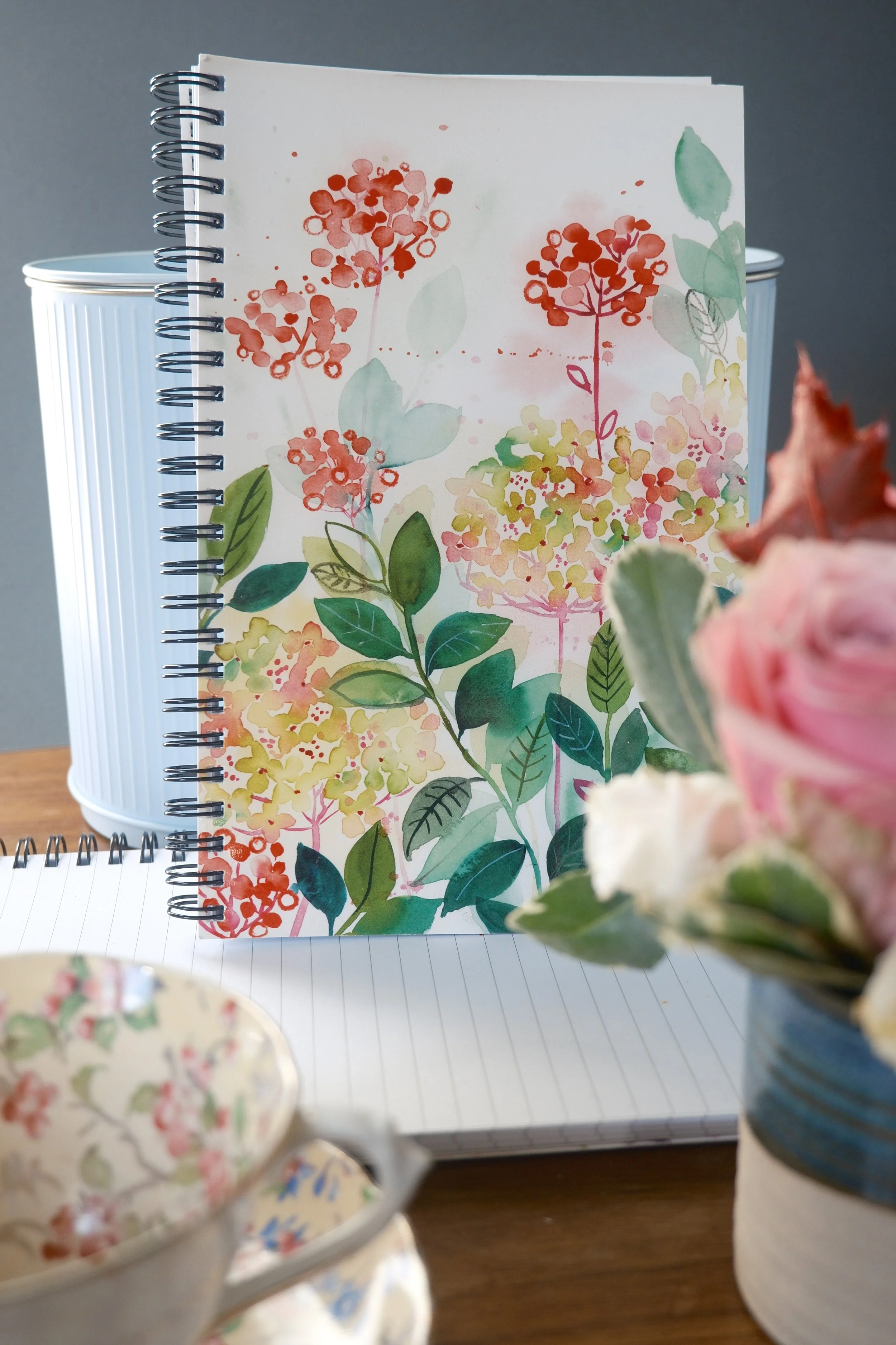 Carnet à spirale hortensia