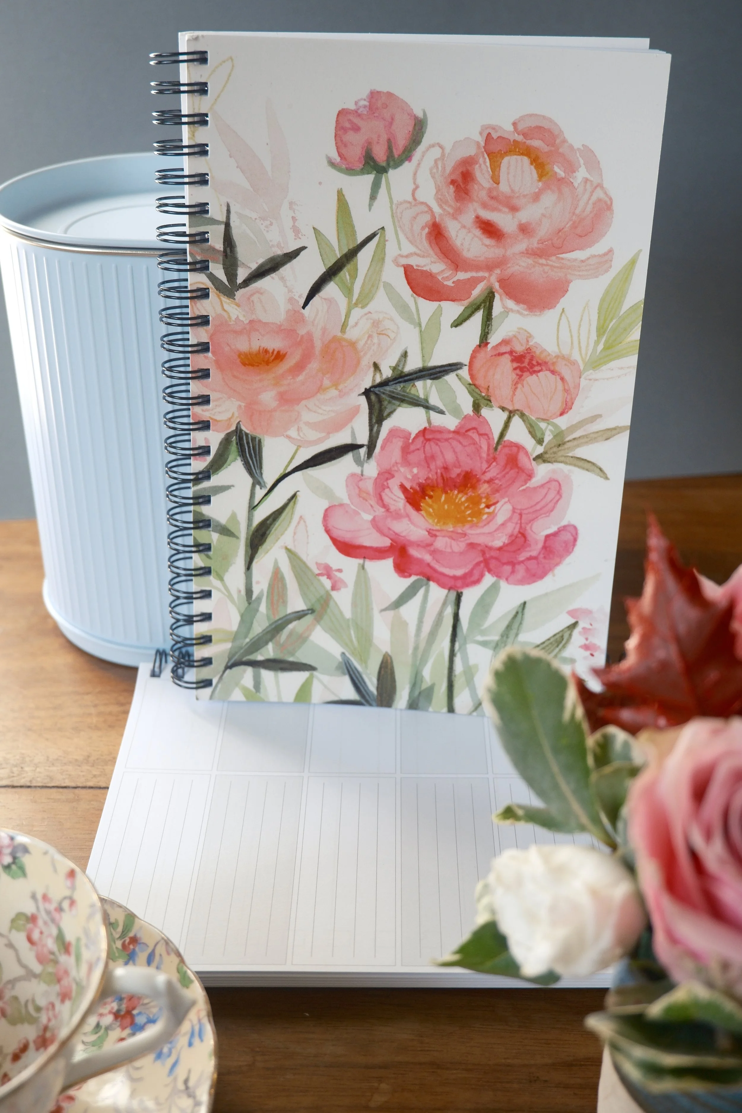 Carnet à spirale pivoine