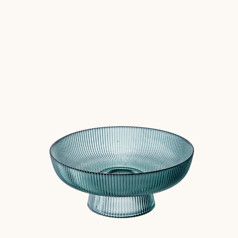 Teal Glass Footed Bowl