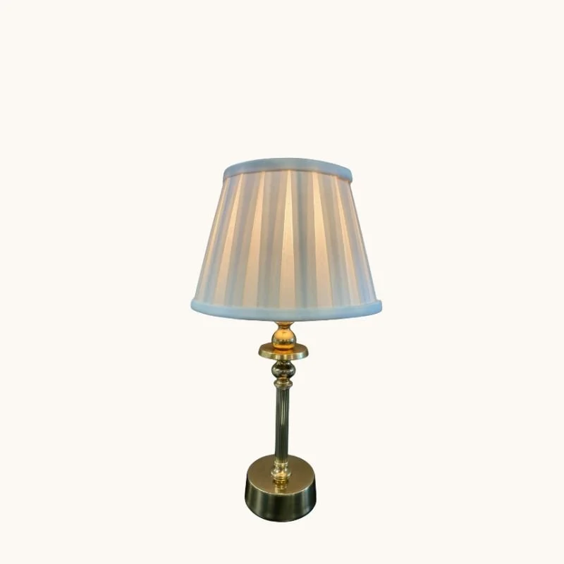 Gold Battery Table Lamp - Cream Shade