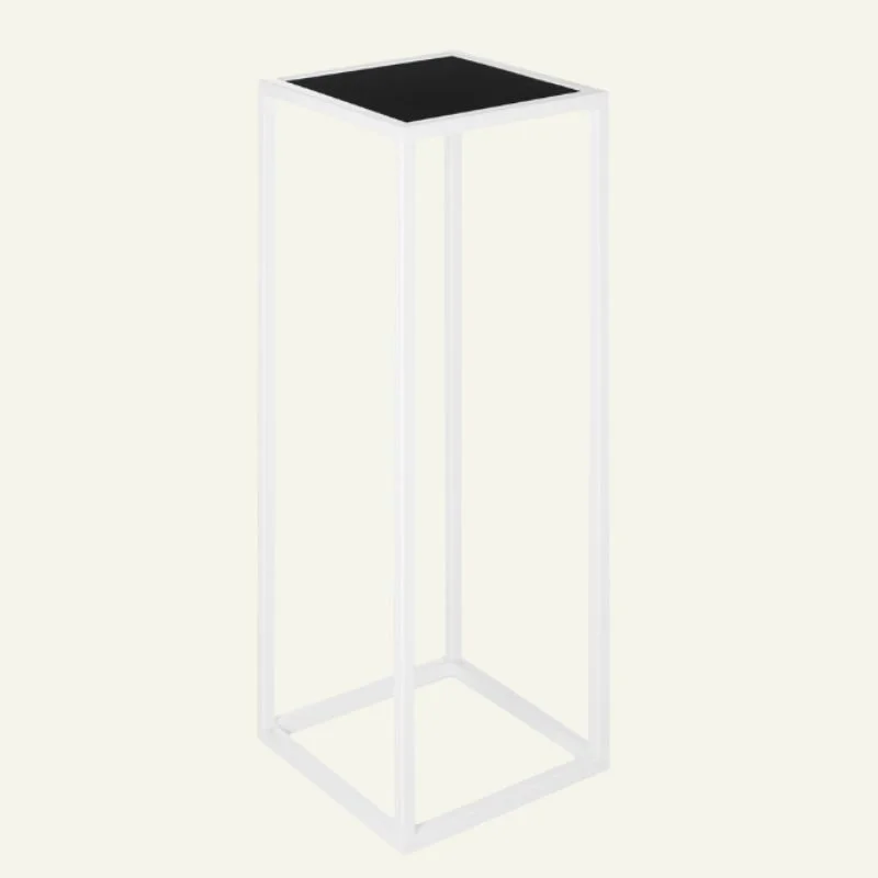 White Metal Poseur Table - Black Top