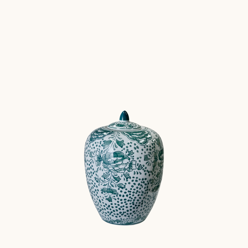 Floral Green Ginger Jar