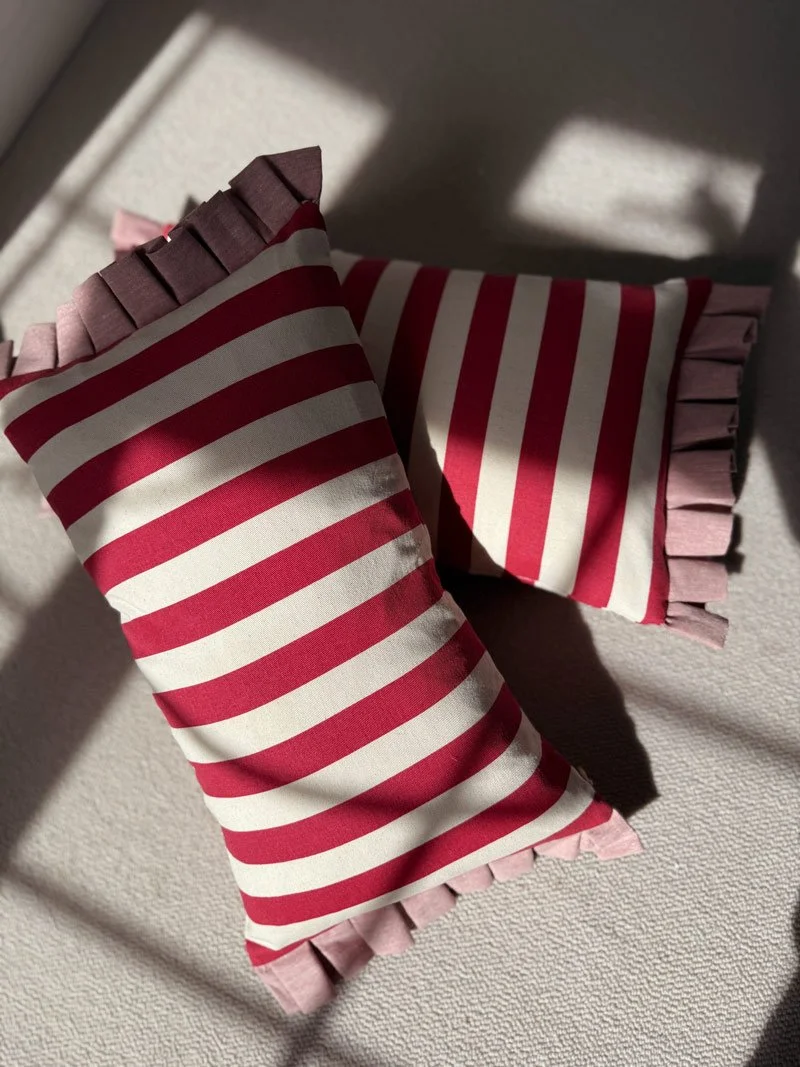 Red stripe cushions
