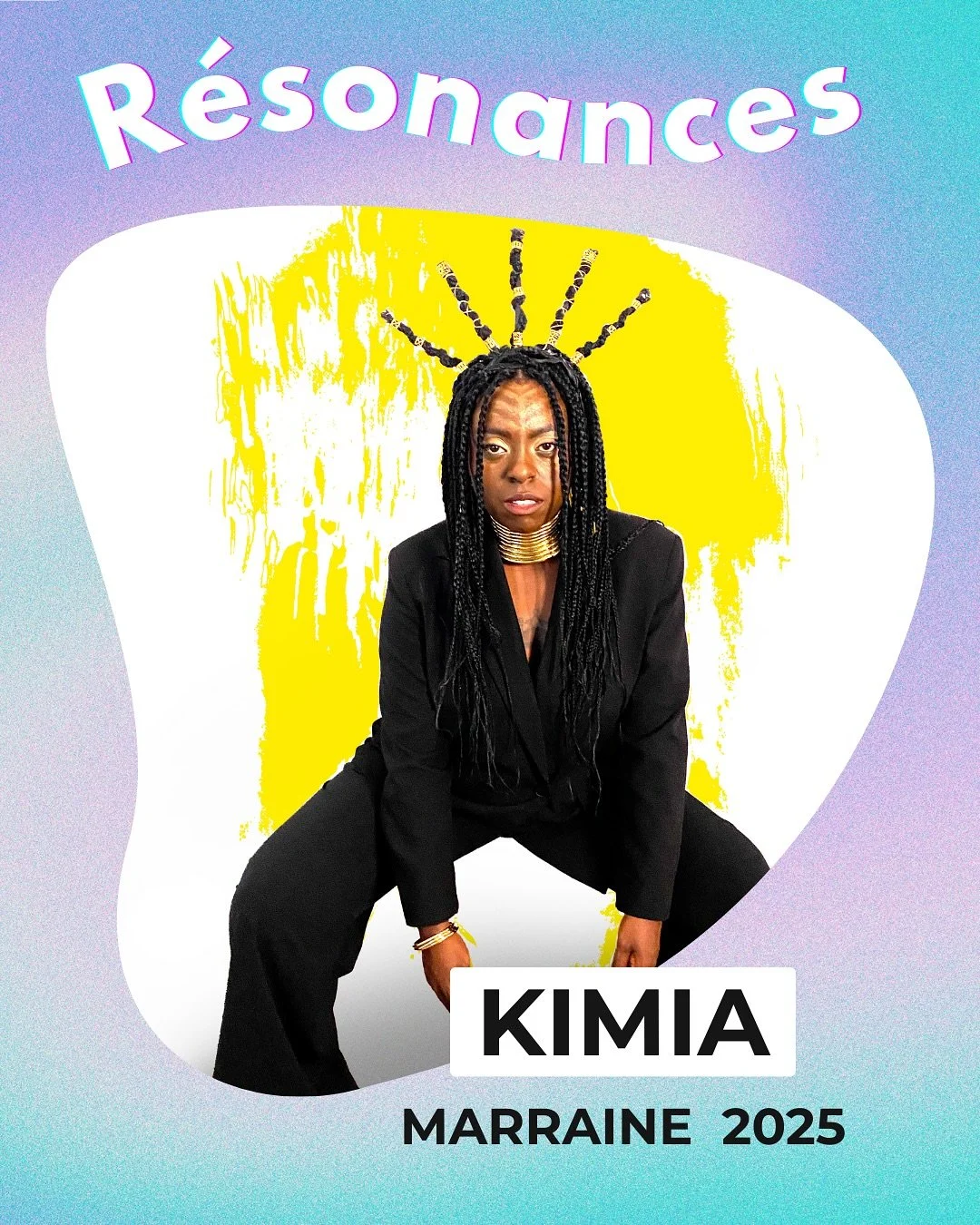💛 R&Eacute;SONANCES #2 🩵Si heureux.se de vous annoncer que @official_kimia_music est la grande marraine de cette deuxi&egrave;me &eacute;dition de R&eacute;sonances ! 

Kimia c&rsquo;est une afro-&eacute;lectro contagieuse, une artiste g&eacute;n&e