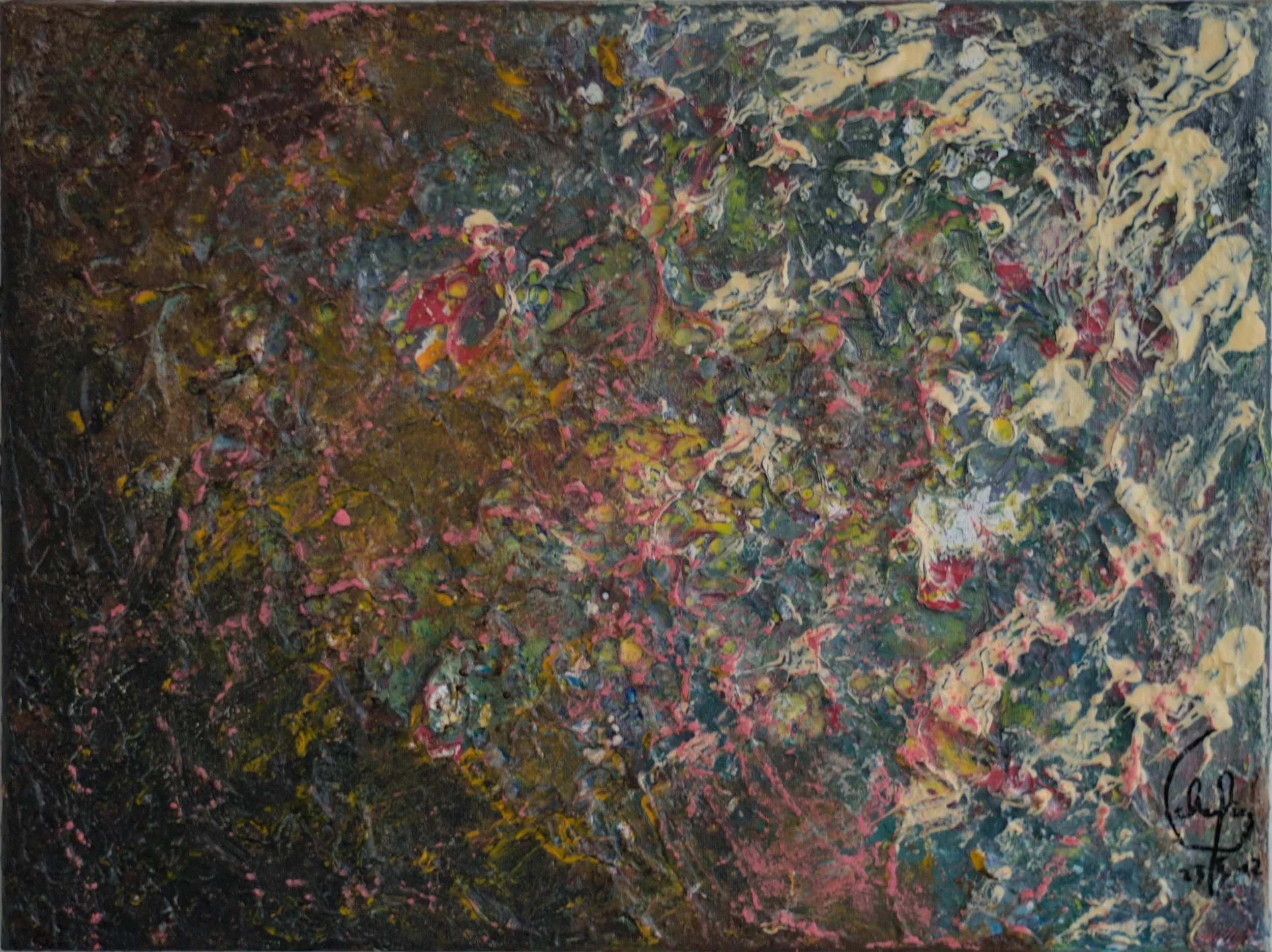 Liminal, 40x30cm, acrylics, inks and chalks on stretched canvas — 2023 — Sold