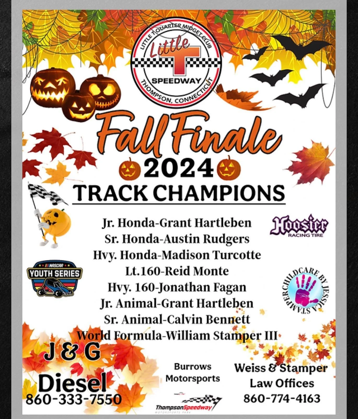 It&rsquo;s official&mdash;Cal Bennett is this year&rsquo;s Little T Sr. animal track Champion! 🎉 Big congratulations to all the drivers for their wins.  What an awesome ending to a very special season! 🏅