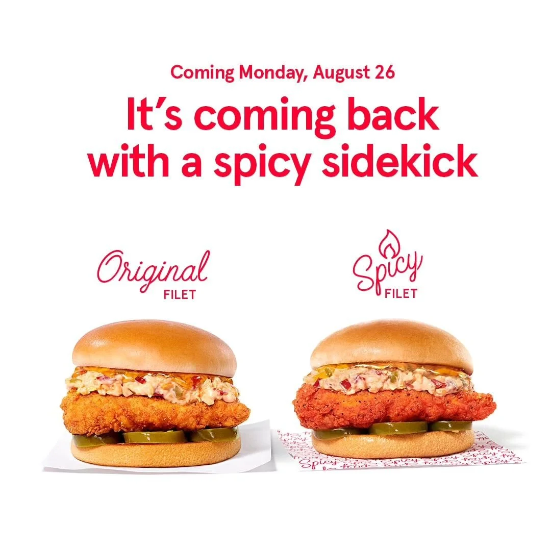 It is, without our doubt, a great pleasure to bring back our Honey Pepper Pimento Sandwich &amp; our brand new Banana Pudding Milkshake! 🍯🐮🍌

Our previous Maple Pepper Bacon Sandwich &amp; Peach Milkshake will be leaving stores on August 24th 👋.