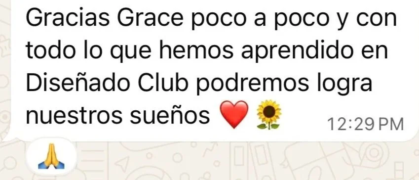 Mensaje de una alumna de Diseñado Club
