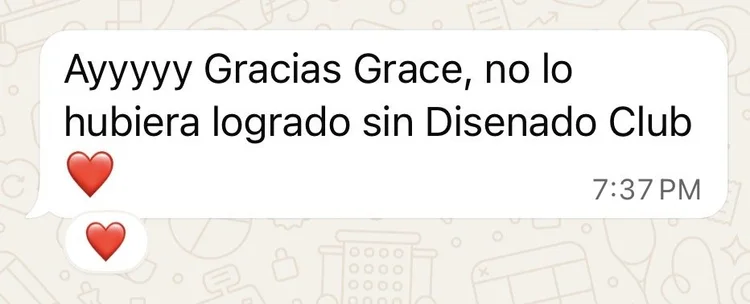Mensaje de una alumna de Diseñado Club