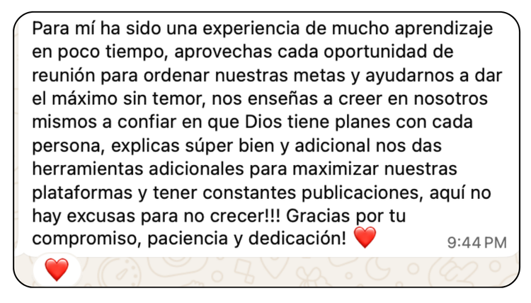 Mensaje de una alumna de Diseñado Club