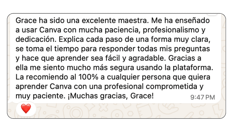 Mensaje de una alumna de Diseñado Club