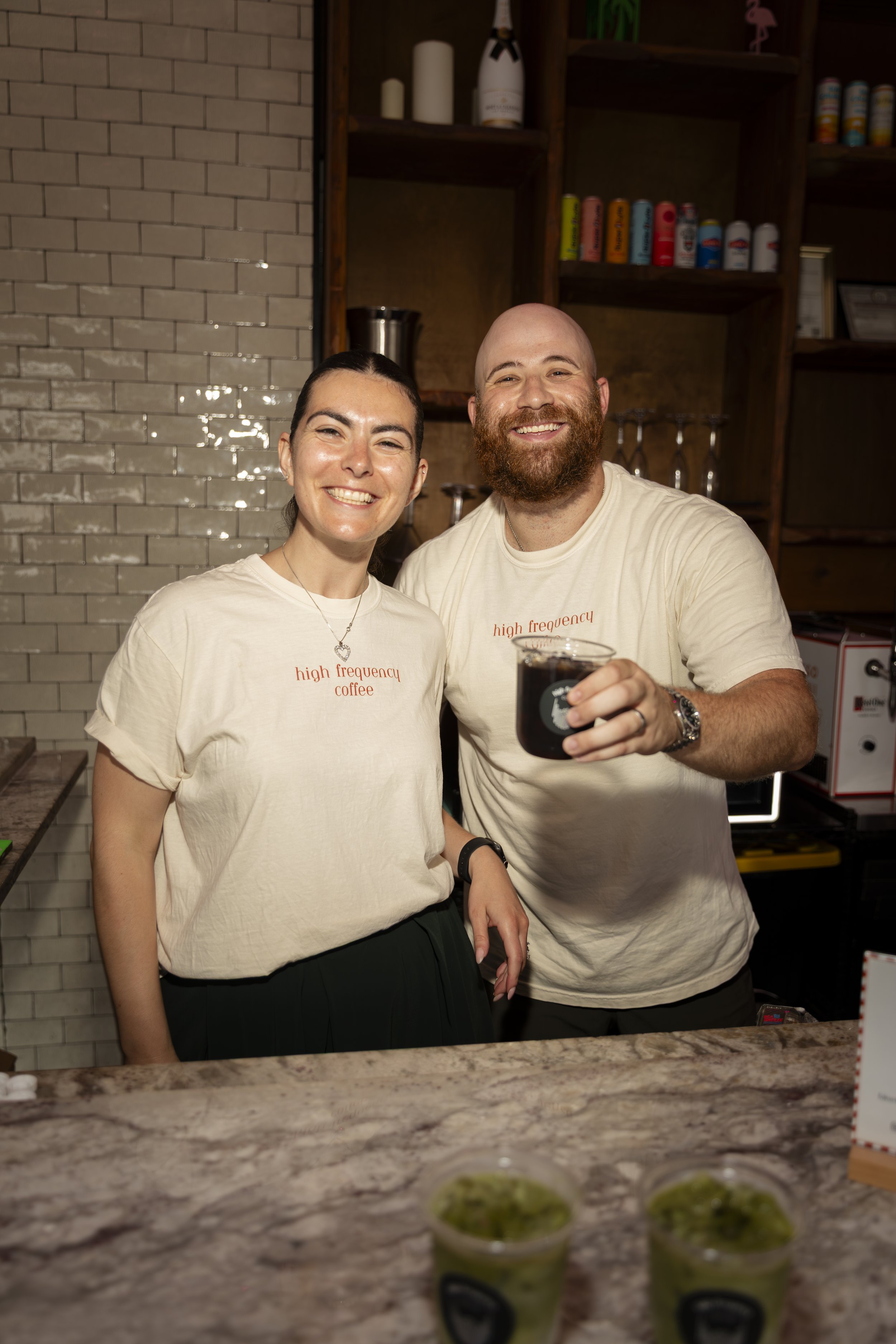 Custom coffee cart experience by High Frequency Coffee for weddings, corporate events, and private parties