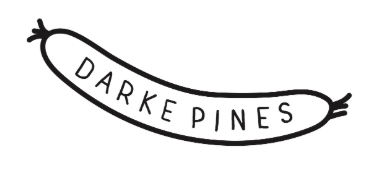 A cartoon-style drawing of a sausage with the words 'Darke Pines' written inside.