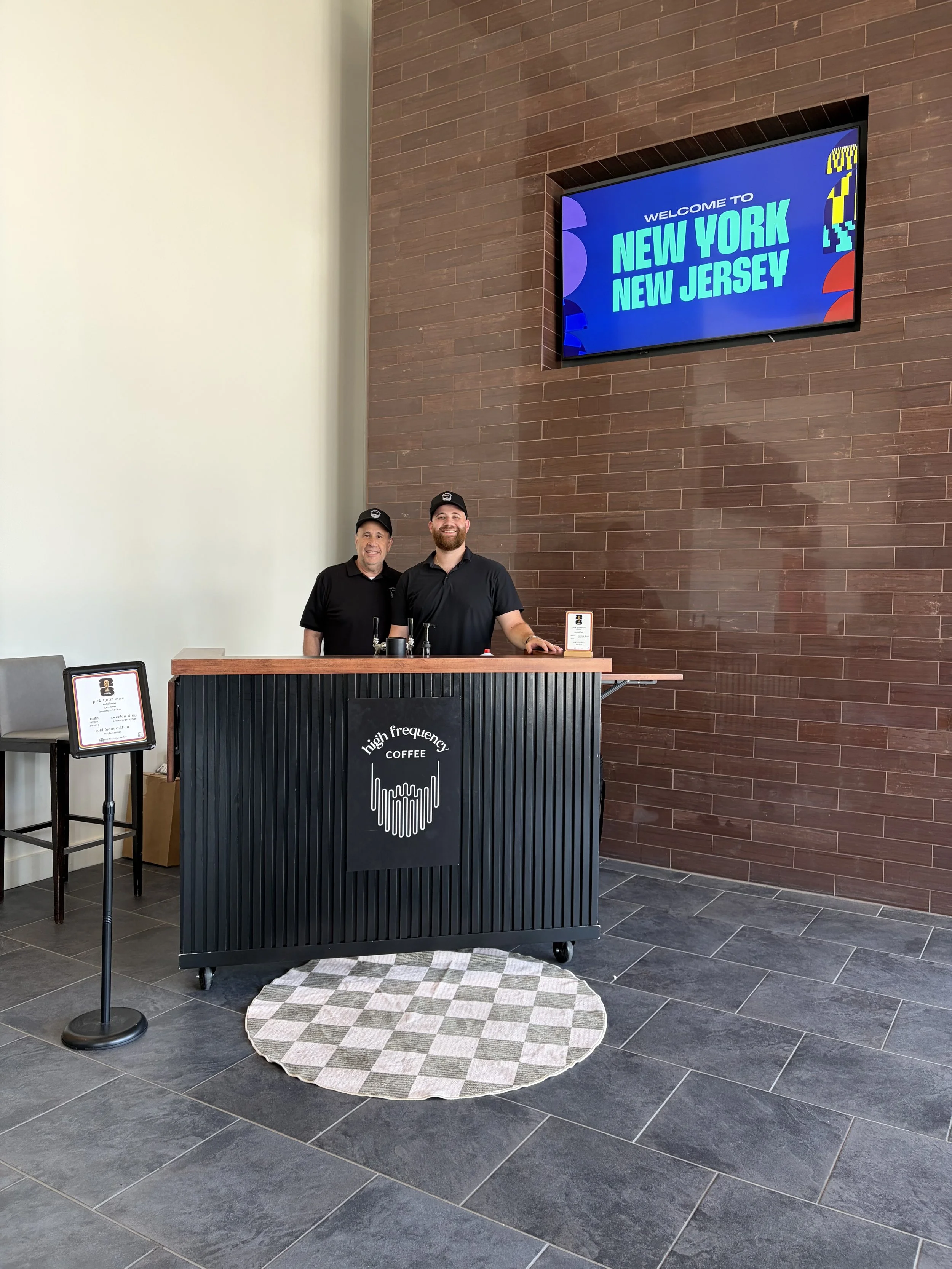 Premium mobile coffee cart catering by High Frequency Coffee for events in New Jersey and New York City for a sports event