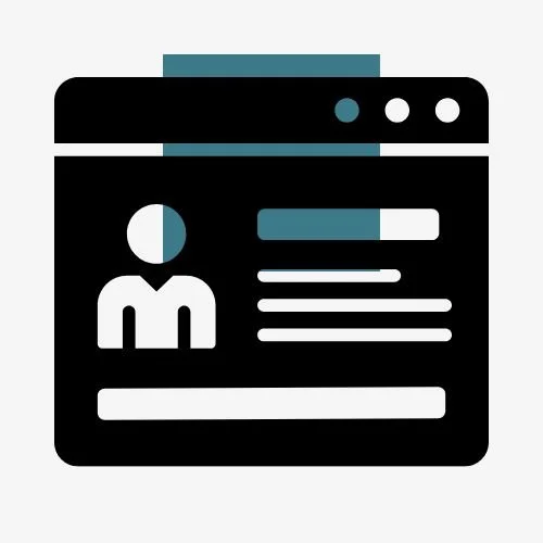 WEB page icon with person and spaces for text