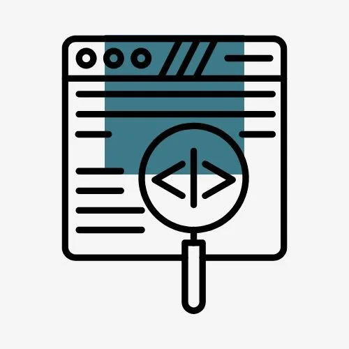 WEB page with magnifying glass with header tags in its view