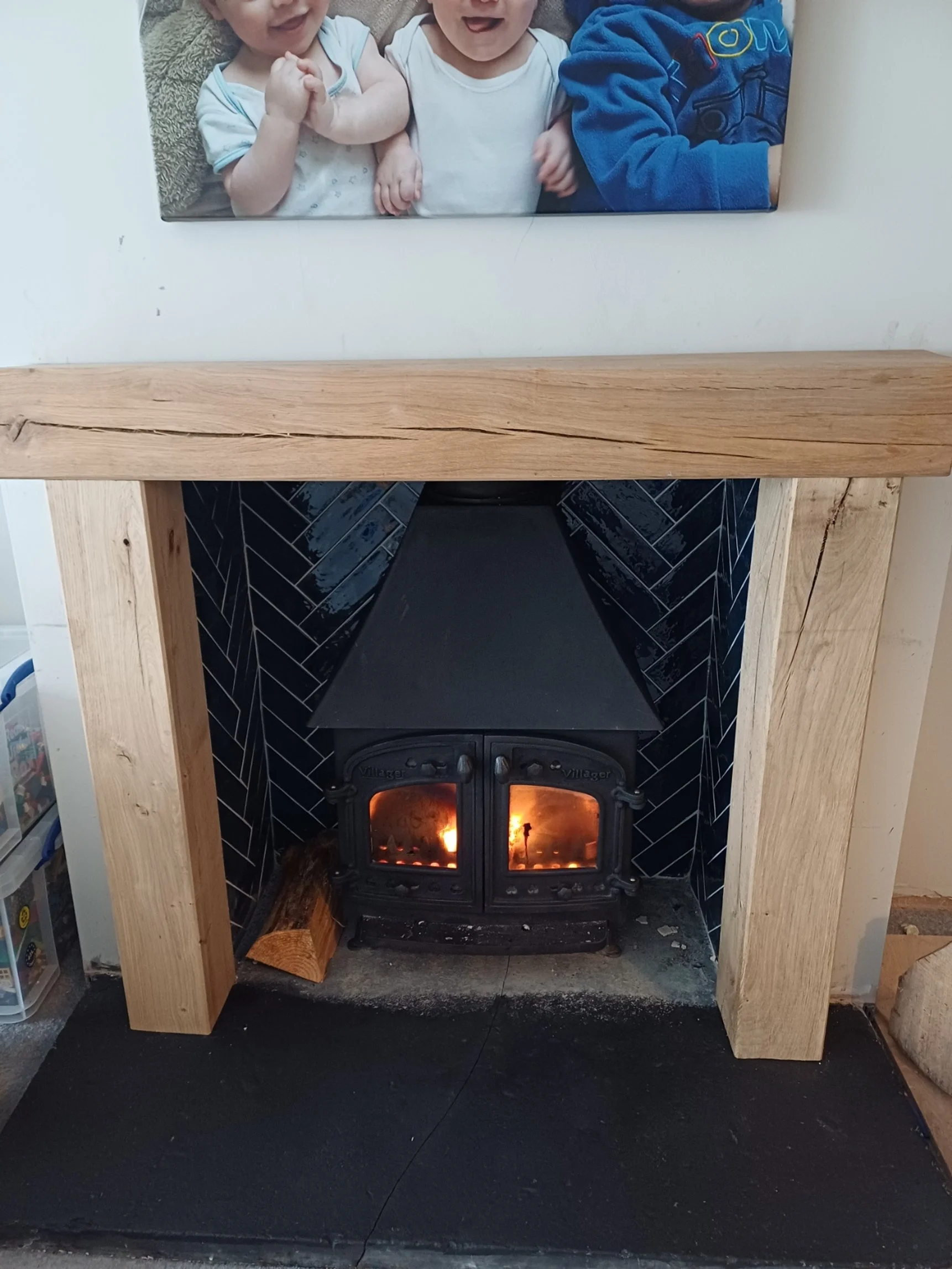 This is a solid oak mantle that was constructed for my own property 