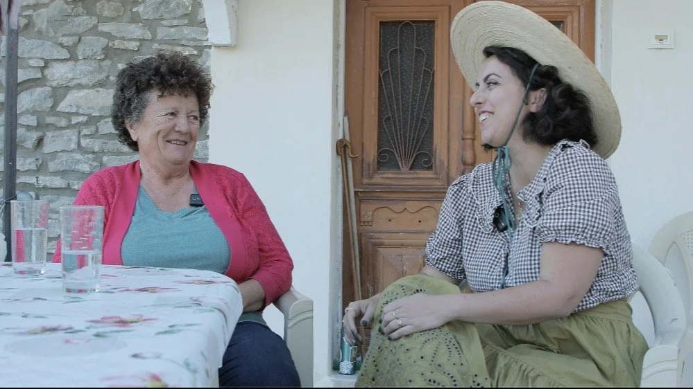 Motherlands updates coming soon. Here's my aunt and I outside our family home in Megaro, Greece. @Maria love you and thank you for your wisdom, always. #womensvoices #cronewisdom #matriarchy