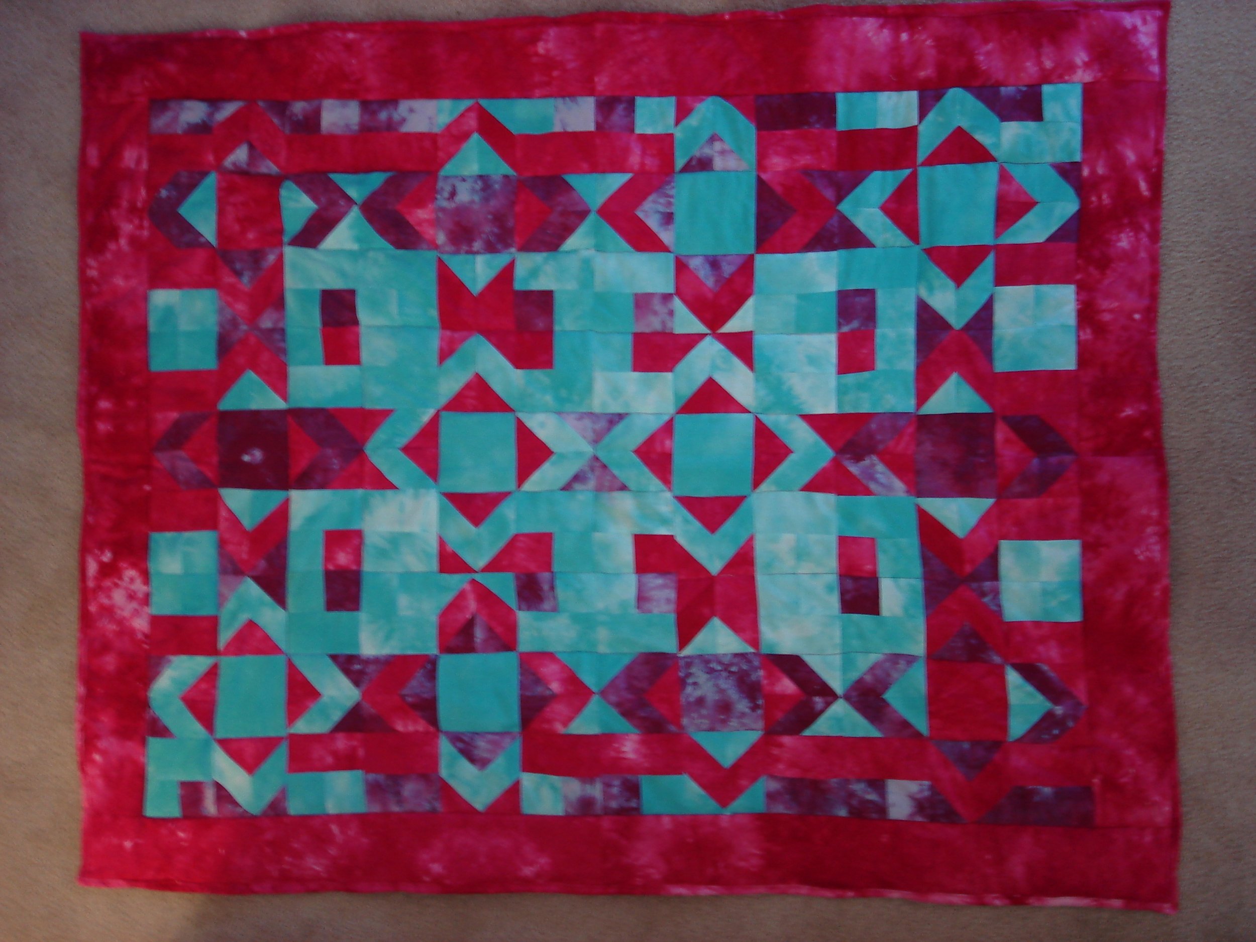 Quilt construction, hand-dyed fabric, personal