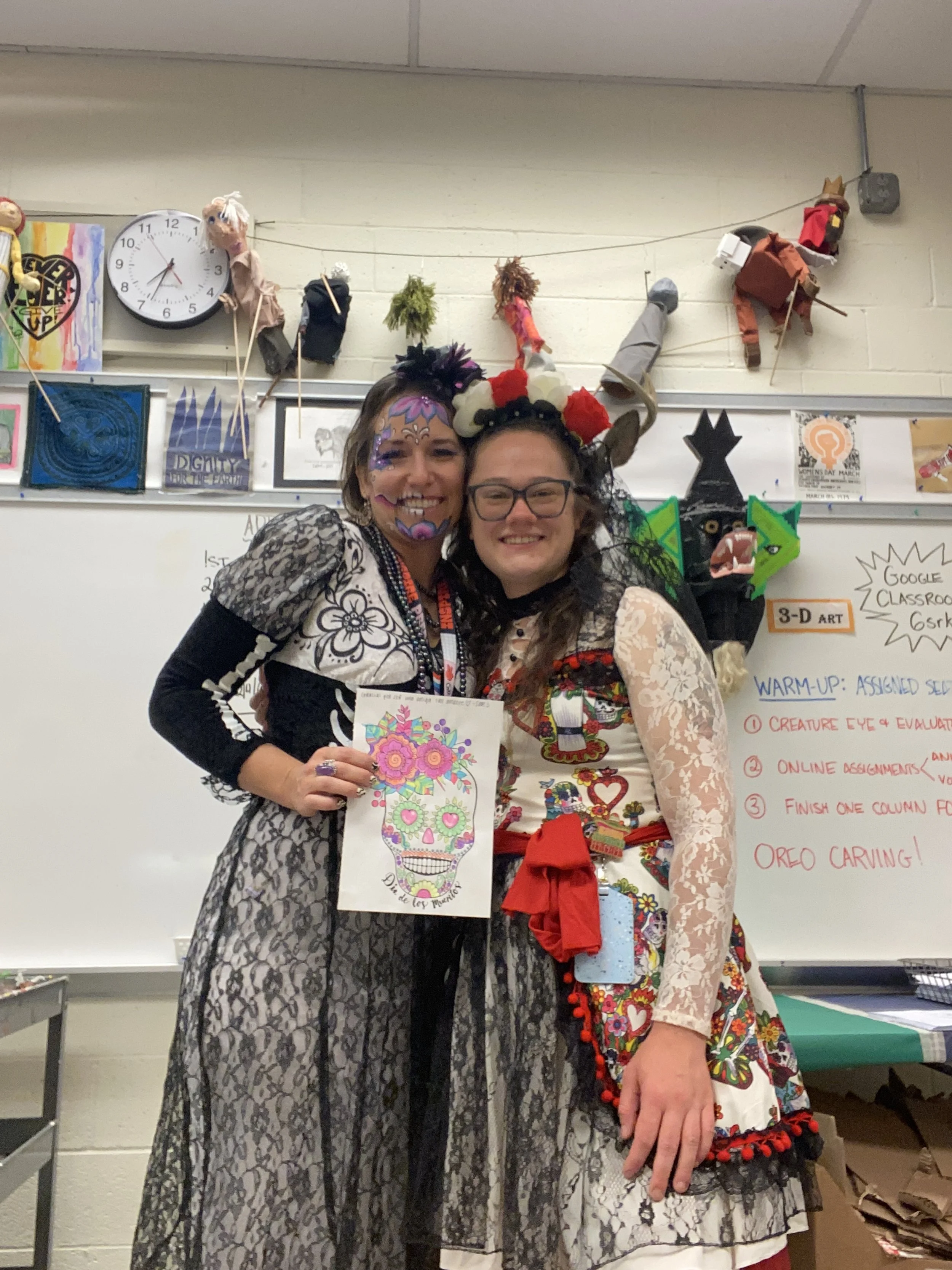 Cross-curricular collaborative project with Spanish dept., Día De Los Muertos