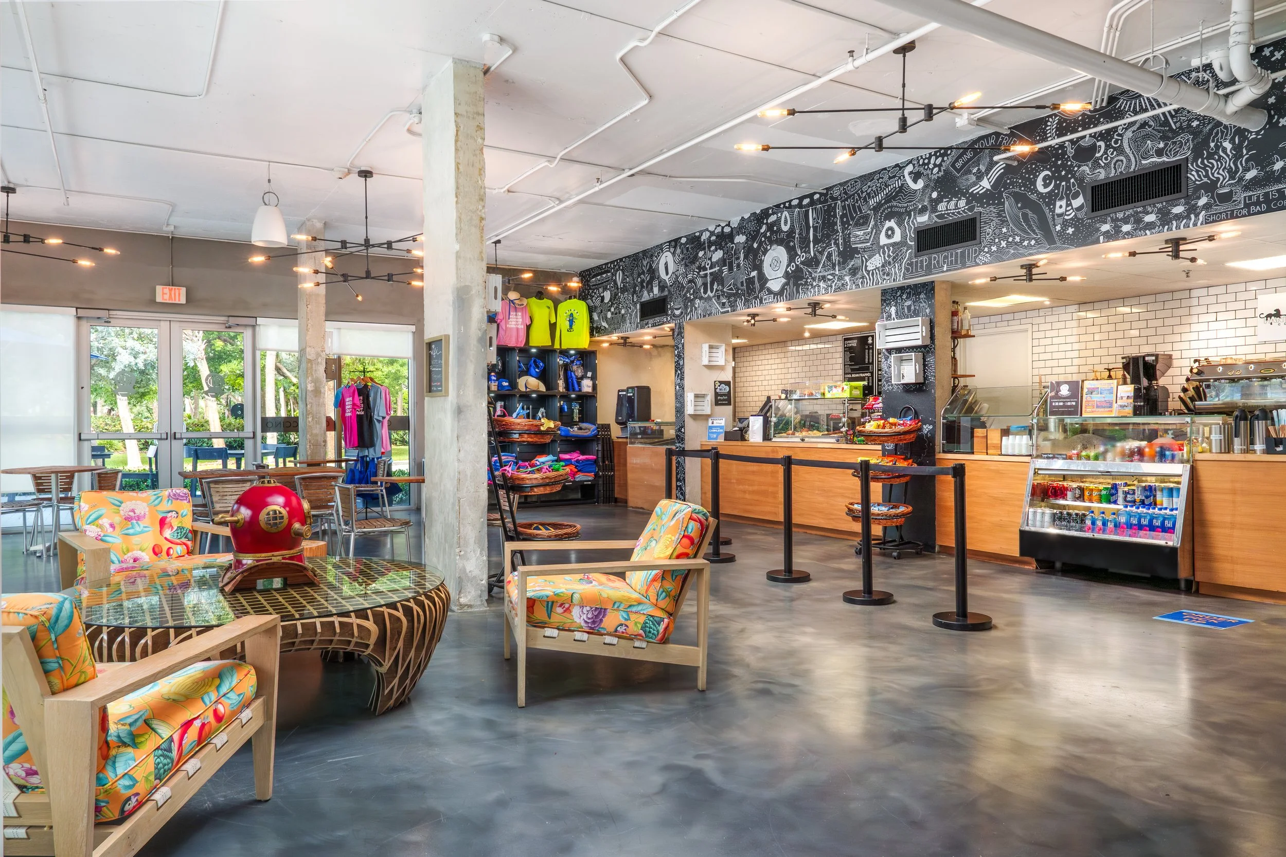 Beachside surf shop and lifestyle retail interior with colorful merchandise photographed by a South Florida hospitality photographer