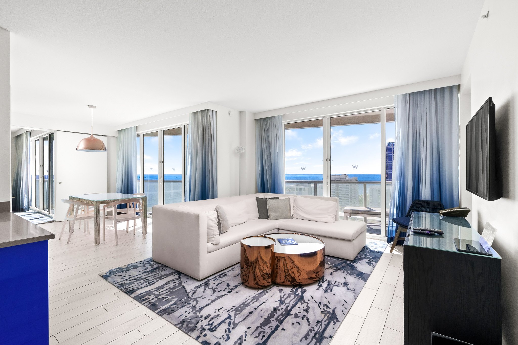 Modern oceanfront living room interior design photography in South Florida — luxury residential interiors by Fort Lauderdale interior design photographer Adam J Tanner