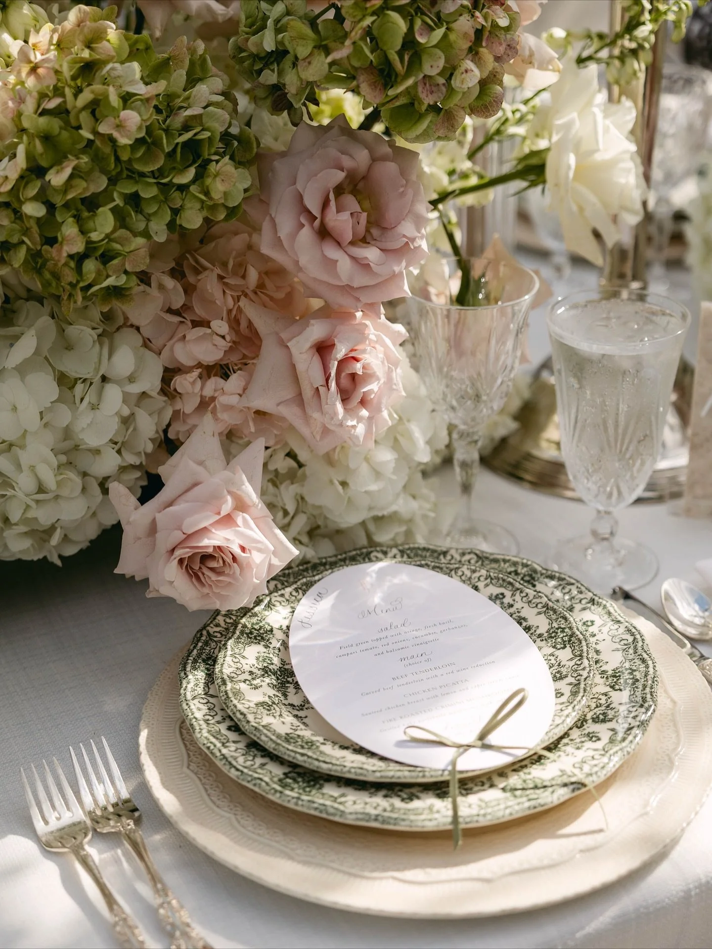 Jessica &amp; Brett&rsquo;s reception has been making waves on Pinterest lately, and for a good reason! Their Italian-inspired table design was a showstopper. I had the pleasure of creating these oval menus, topped with guest names in calligraphy alo