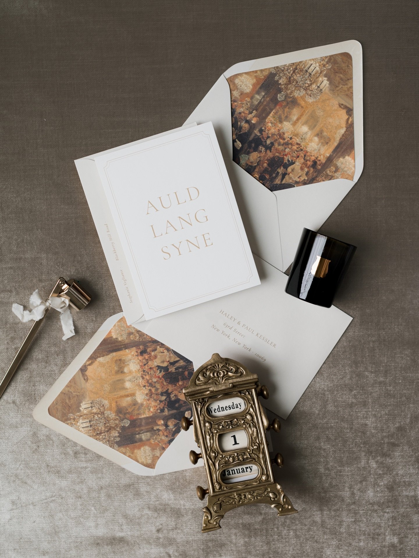 Happy New Year, friends! Throwing it back to this time last year, when I sourced this incredible vintage artwork for Stephanie&rsquo;s envelope liners. A party scene filled with merriment, ornate decor, and bustling with loved ones. May 2026 feel a l