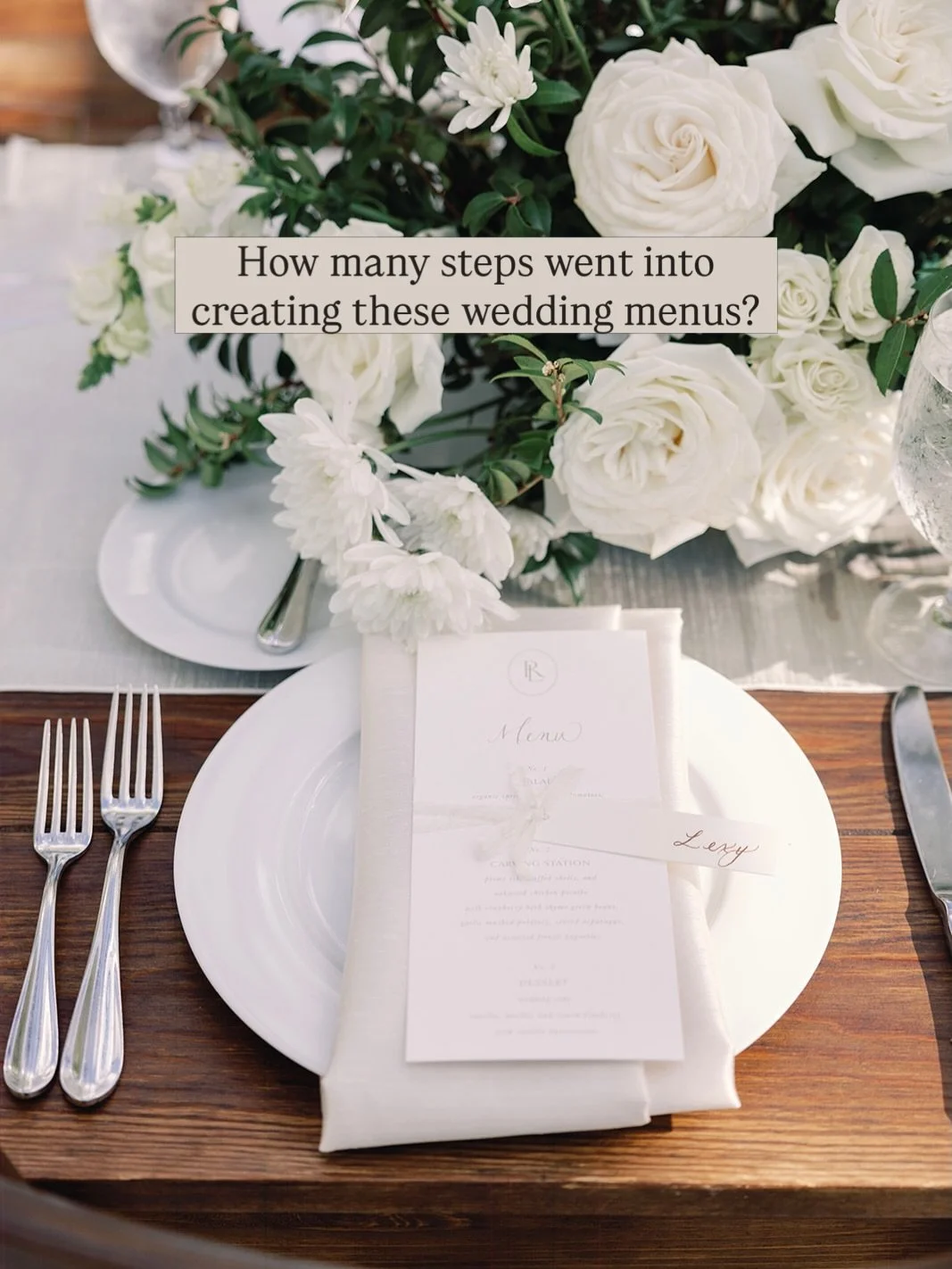 Taking you into the studio with me to see how we brought these menus to life. What may seem to be as simple as menus with names on them, there is a good amount of coordination needed to ensure each name aligns with their meal selection. Once those ar