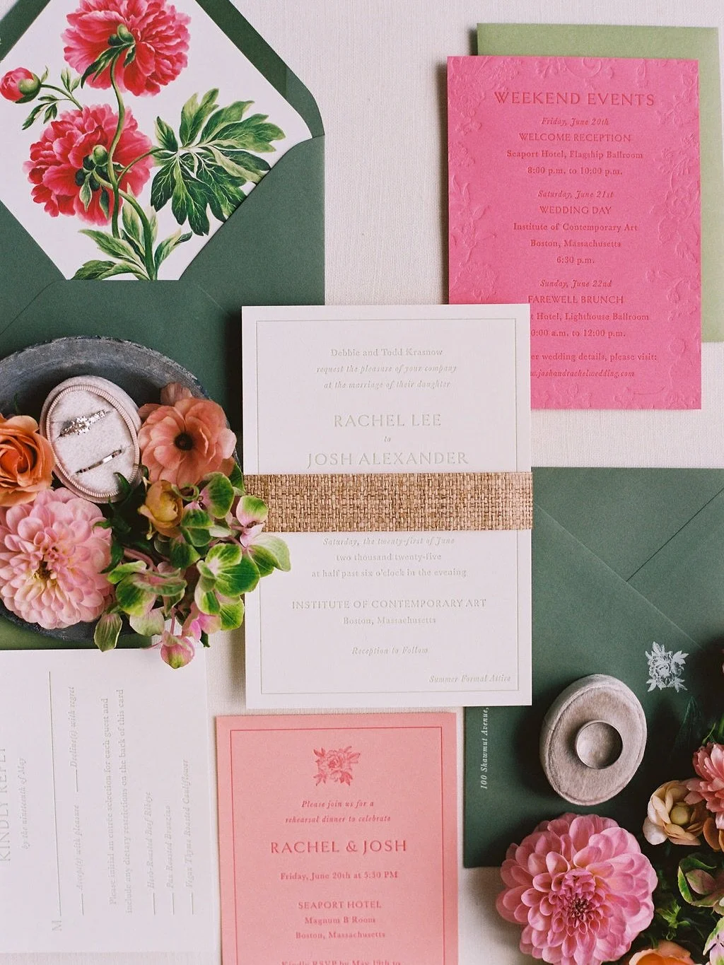 This time last year we were gearing up for Rachel &amp; Josh&rsquo;s gorgeous wedding weekend! Such a fun and vibrant design that was the perfect welcome to summer. 

Venue: @icaboston 
Catering &amp; Bar: @thecateredaffair 
Planning &amp; Design: @b