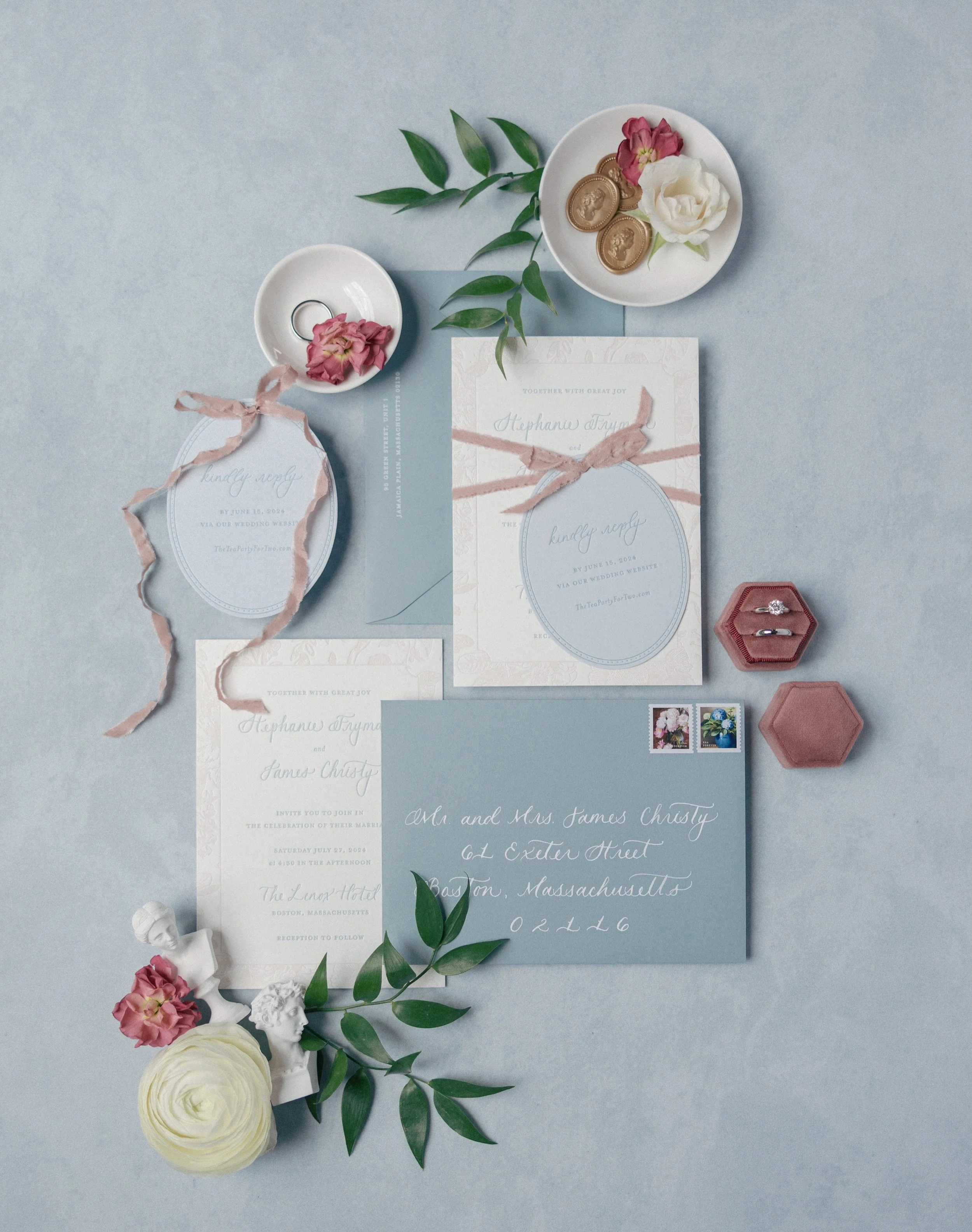 A belated happy anniversary to S&amp;J - a couple whose kindness and humor has resonated over the years. These two had such a gorgeous vision for their English garden, almost Bridgerton-esque wedding. I love looking back at the custom suite we create