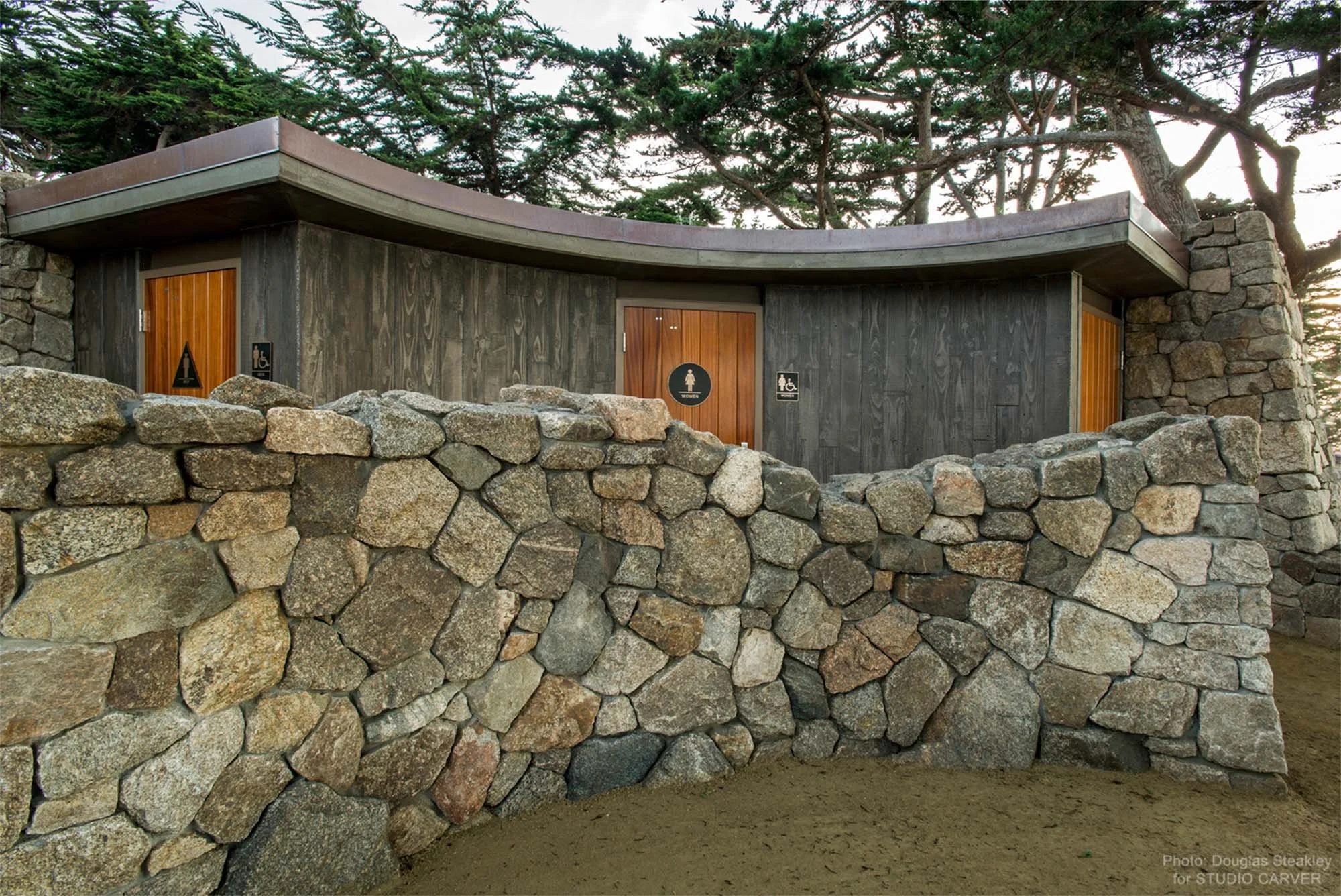 Discover Carmel-by-the-Sea's environmentally sensitive beach restrooms. Nature-inspired design meets functionality in 191 SF space.