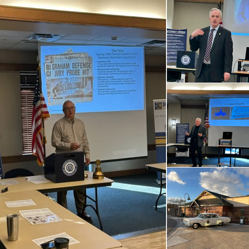 3/11 - Mike Hesse, with the Denver Police Museum and Jim Sebesta talked with us about the United flight 629 Tragedy on November 1, 1955 at our WR Optimist club this morning.