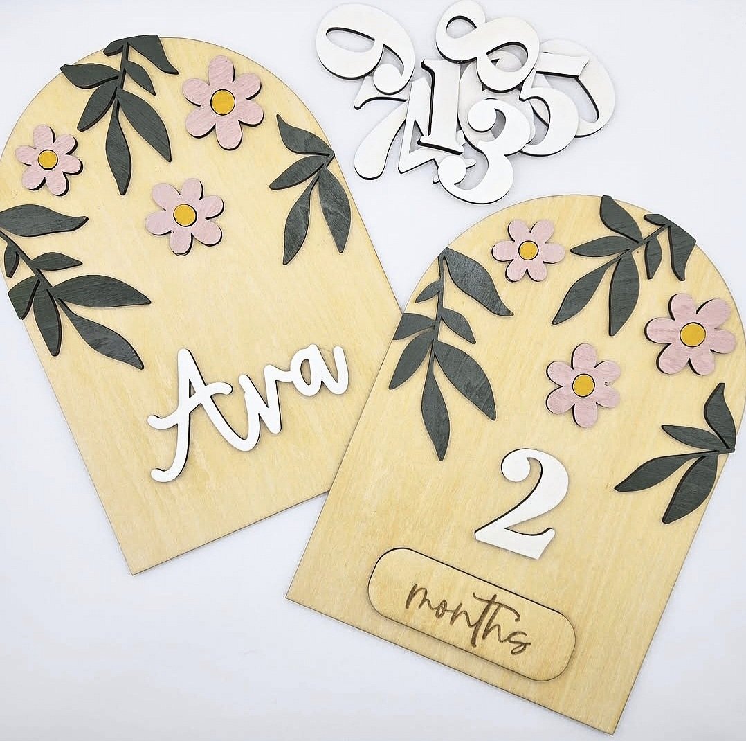 Floral Name Sign and Milestone Set