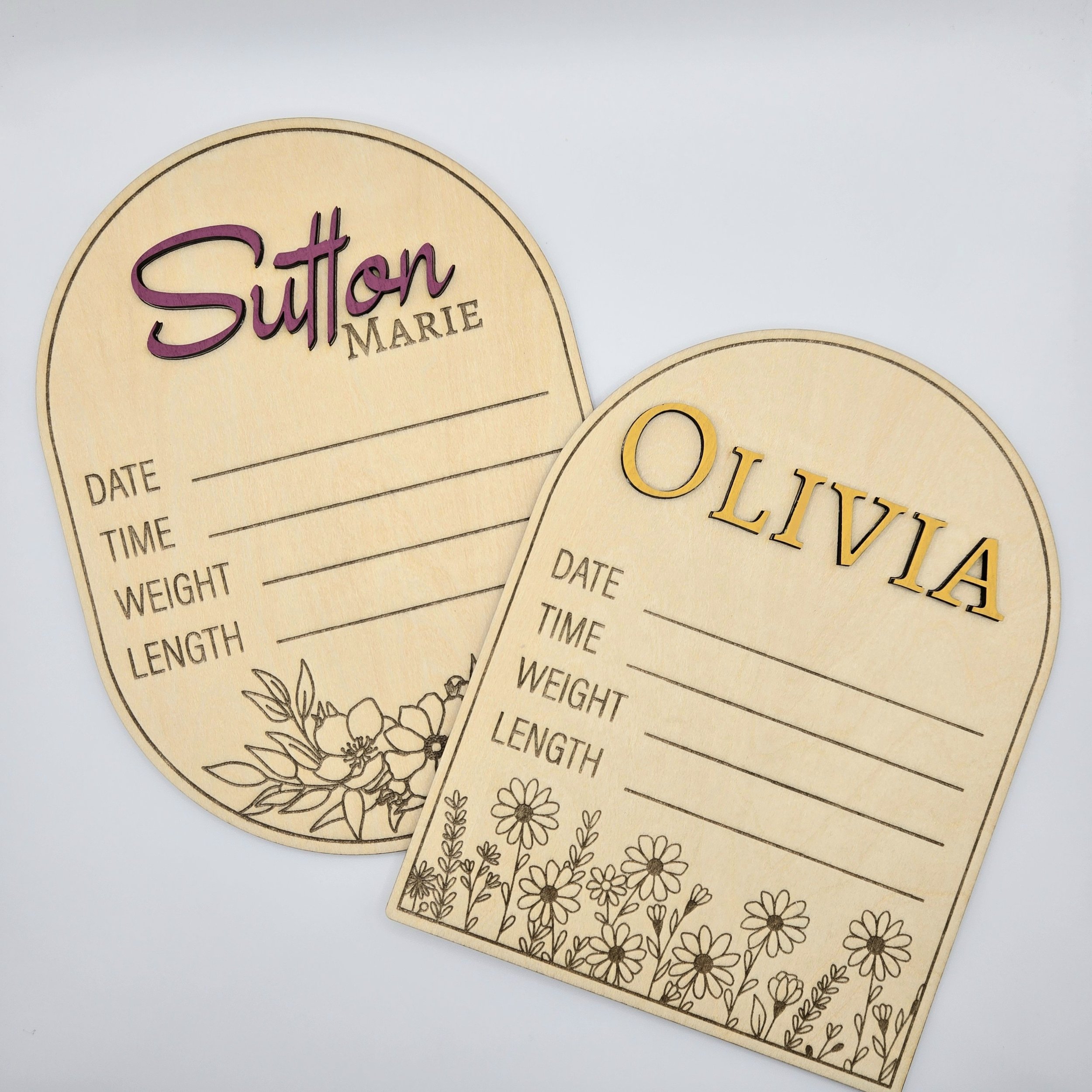 Personalized Floral Birth Announcement Sign