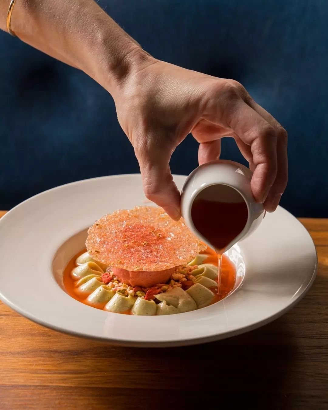 Meet... Dolce della Mamma.&nbsp;

Our Head Pastry Chef Jay's latest creation designed to make Mamma swoon this Mother's Day with&nbsp;Pistacchio cremoso, fresh strawberries, pistachio praline crumble, strawberry sorbet and topped with glass tuile.

T