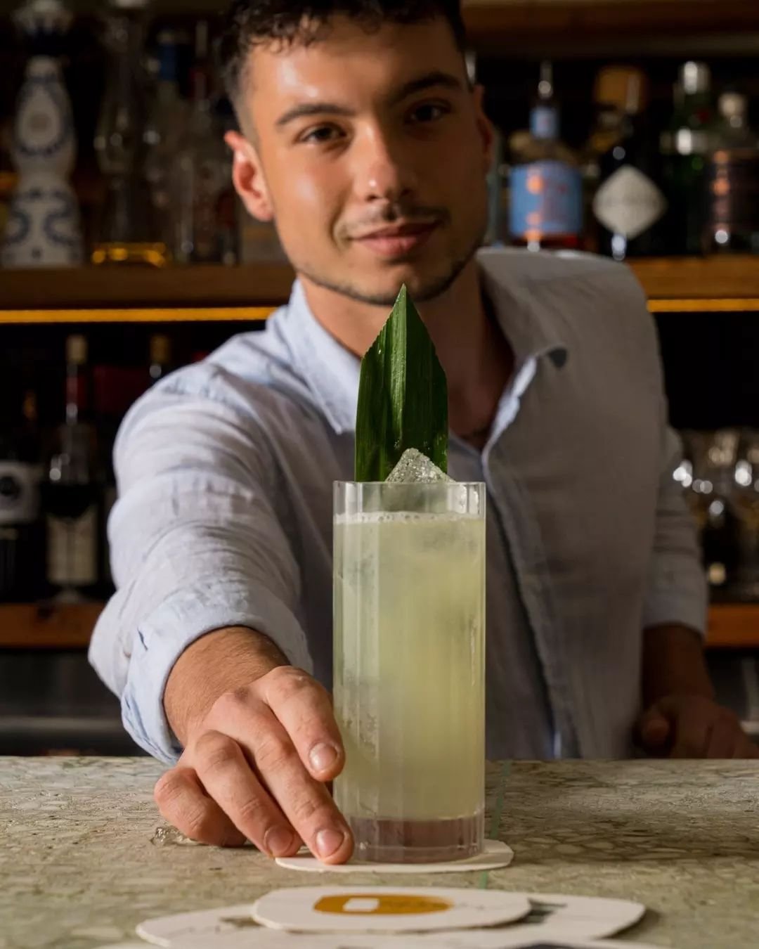 Mattia serving up one of his latest creations, Jungle.&nbsp;

Enjoy Tanqueray Gin, Massenez Pandan Liqueur, Homemade Apple Puree, Lime and Nutmeg. The ideal drop to start your Wednesday with at Matteo.&nbsp;Salute!