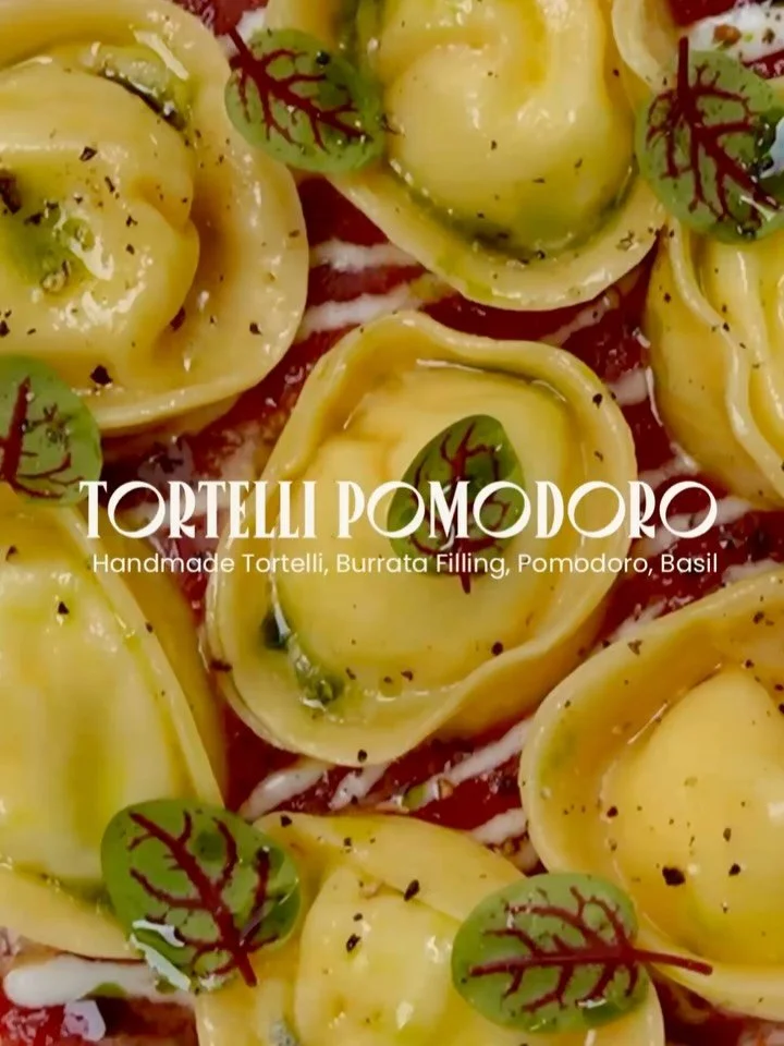 Nothing beats handmade pasta🍝 
Our Tortelli Pomodoro is folded one by one, filled with burrata, and finished in a light pomodoro and basil sauce. Try it this week. #Matteo #Downtown