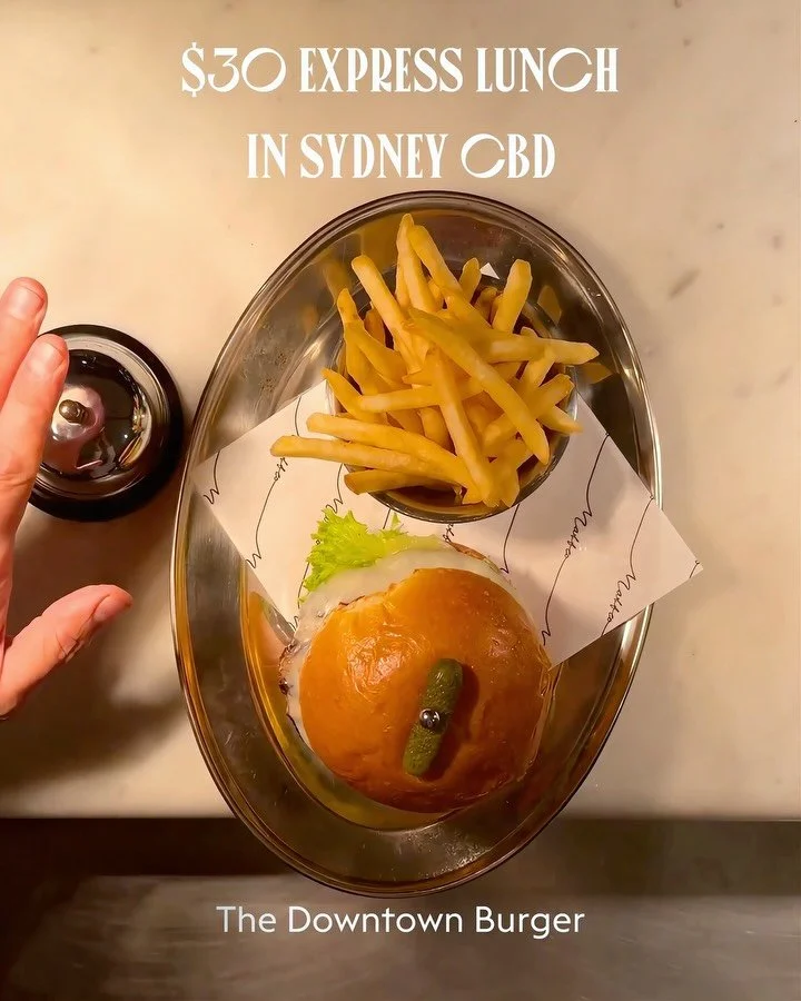 The Downtown Wagyu Burger, fries and a drink of choice for $30.

Set Express Lunch Menu. Juicy wagyu smash patty, made with 100% wagyu mince we get exclusively from Five Dock Meat Market. Griddled, topped with Manchego, crispy parma prosciutto, and o