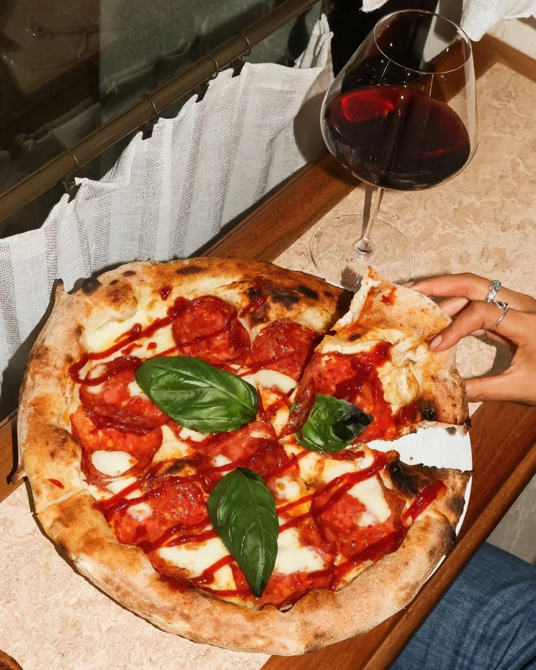 Our Diavola pizza has a little spicy kick. Available to order for our express lunch special every Tuesday - Thursday with a drink of choice for just $30 exclusively at the bar.