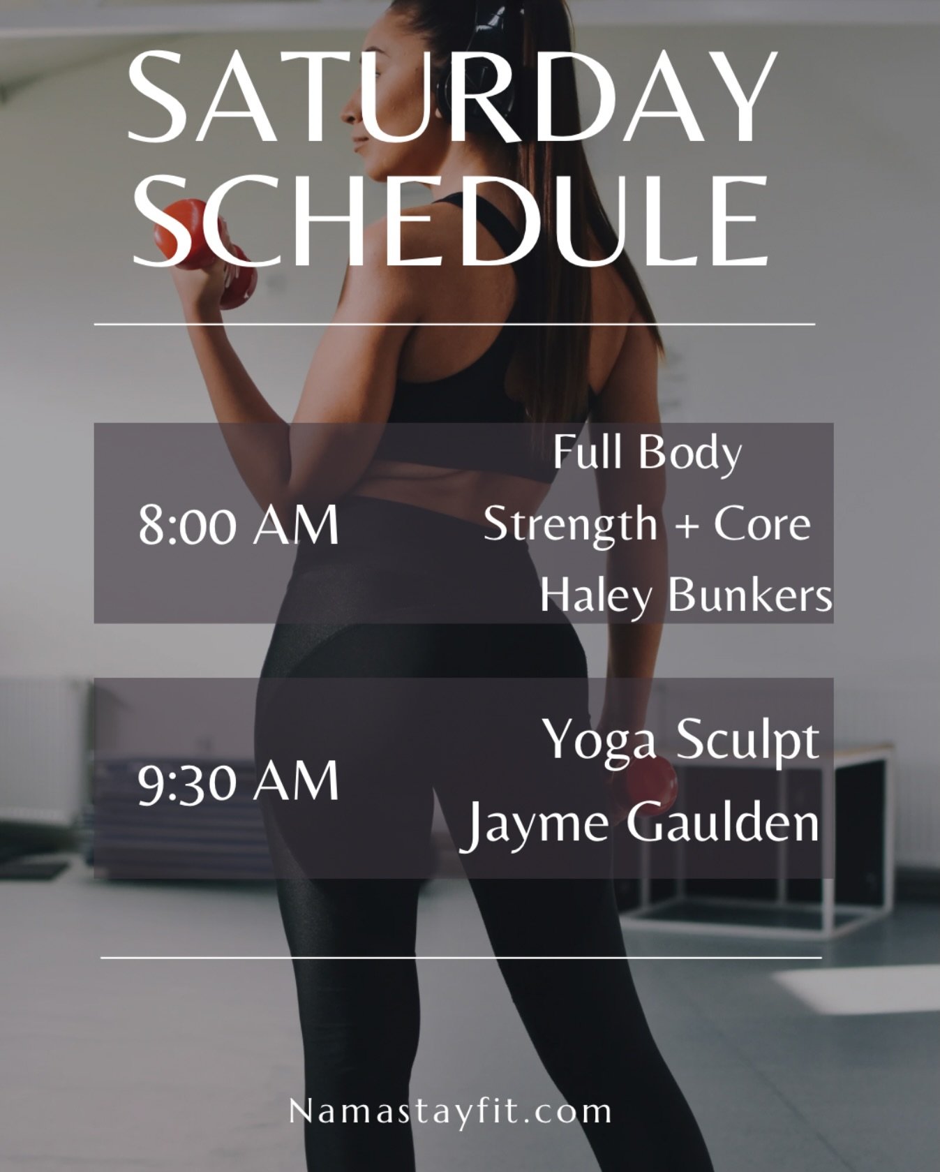 Strong Saturday 💪🔥

8:00AM Full Body Strength + Core with @bunnybunkers 
9:30AM Yoga Sculpt with @fit_yogini 

Lift. Sculpt. Sweat.
Weekend workouts start here.

#SaturdayWorkout #FullBodyStrength #YogaSculpt #WeekendWorkout