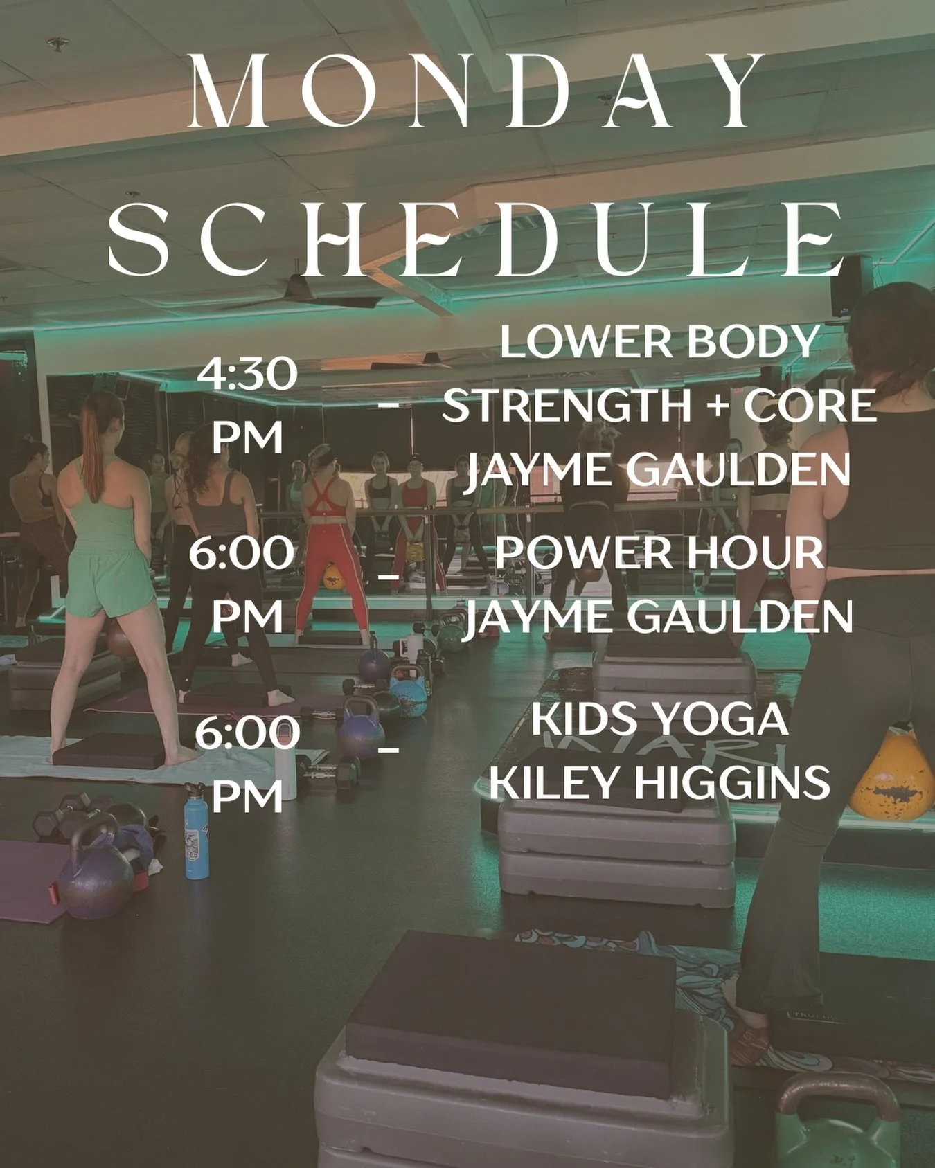 Reset your week with intention ✨

4:30PM Lower Body Strength + Core
6:00PM Power Hour
6:00PM Kids Yoga

Show up. Get stronger. Start your week the right way.

What class are you locking in for Monday? 👀

#MondayMotivation #StrengthTraining #PowerHou