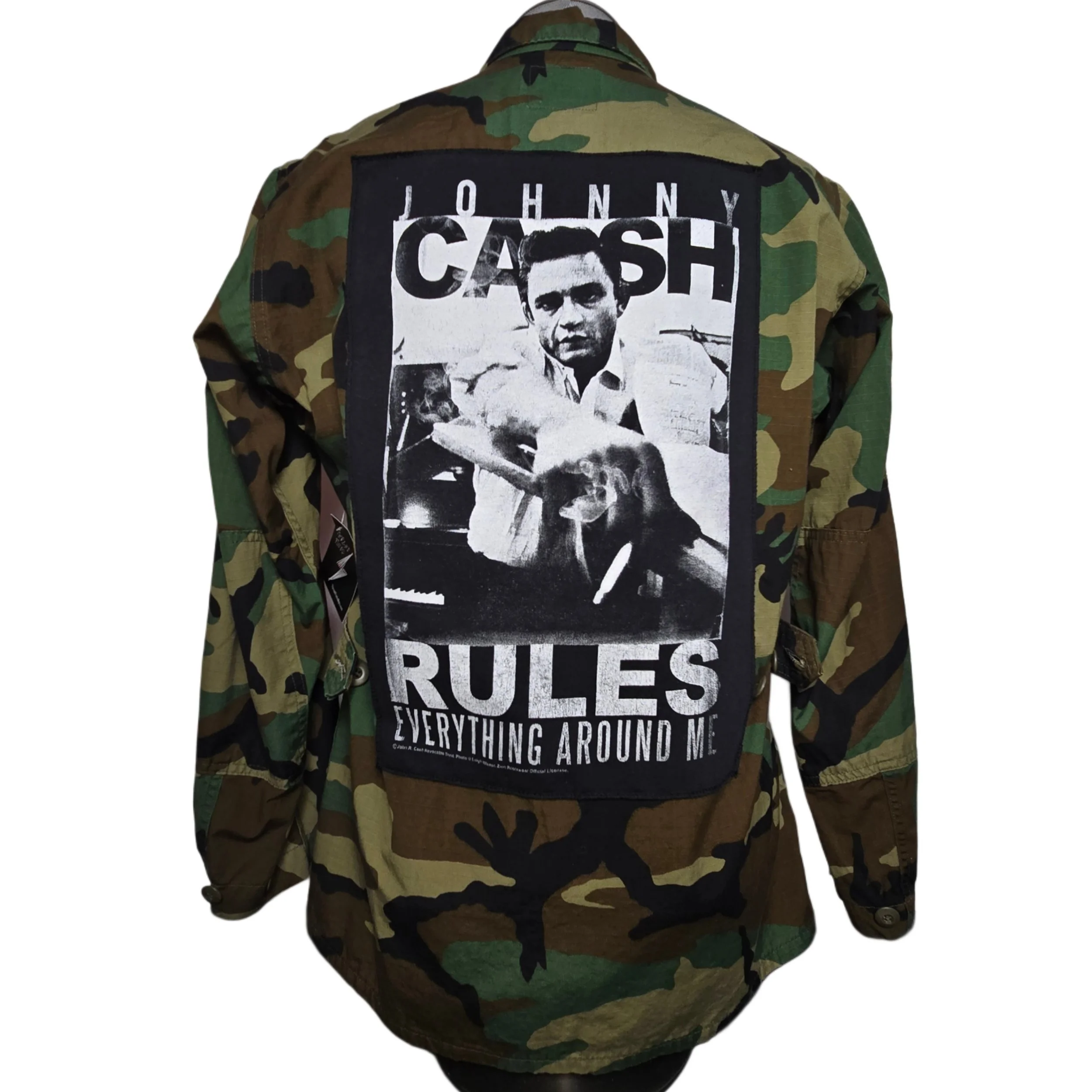 Upcycled Johnny Cash Lightweight Camo Jacket