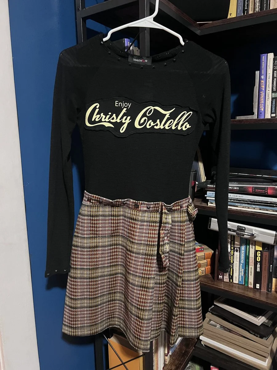 Christy Costello Upcycled Plaid Sweater Dress with Studs