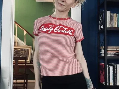 Christy Costello Upcycled Red and White Striped Ringer Tee with Studs