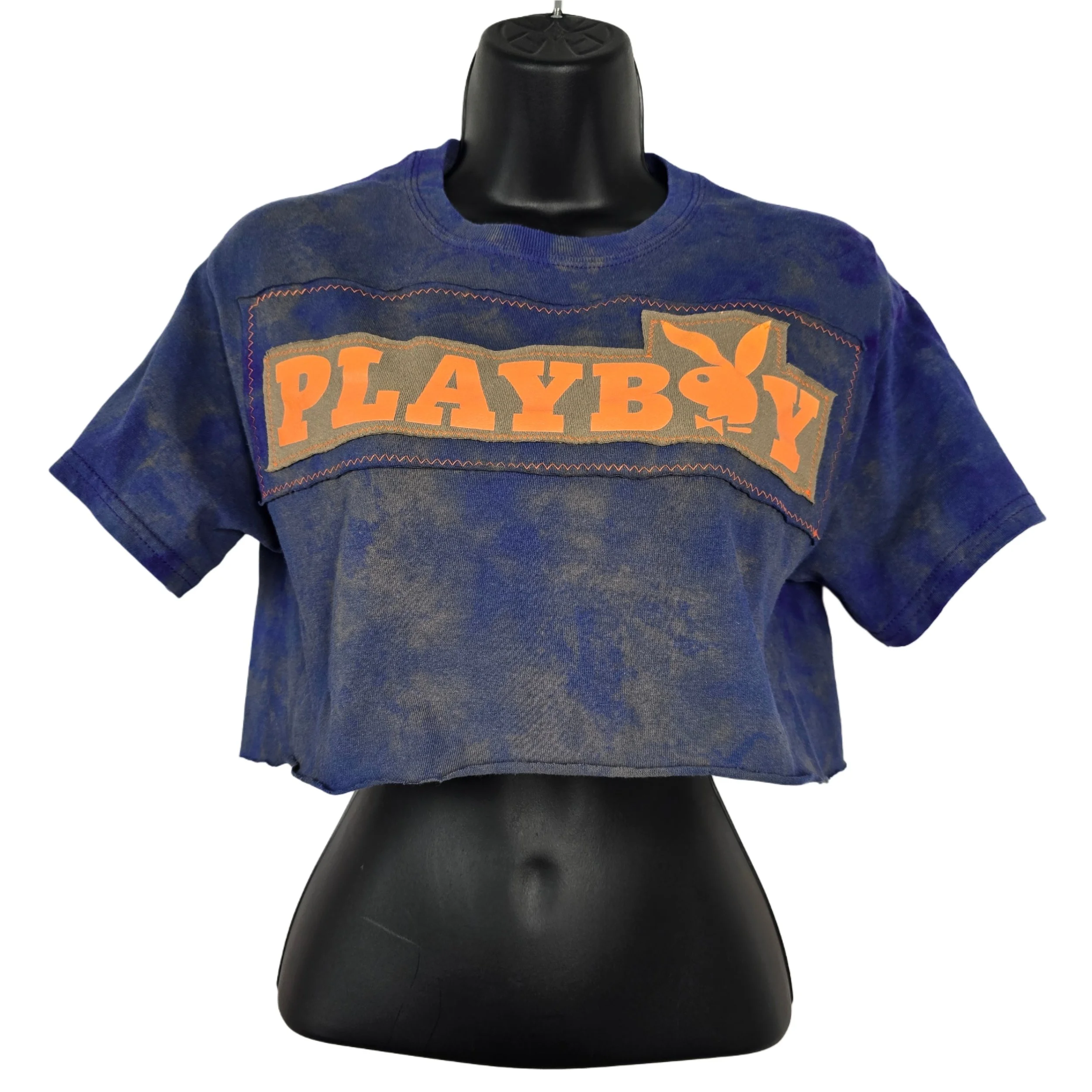 Hand Dyed Upcycled Playboy Bunny Crop Top