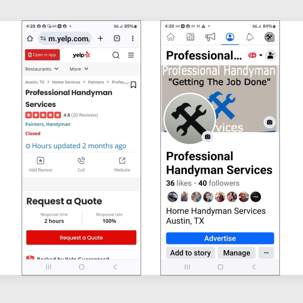 Yelp and Facebook